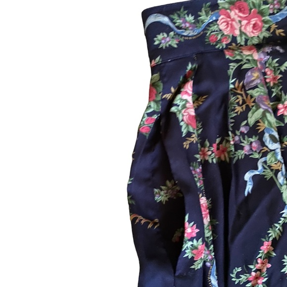 Vintage Herman Geist 100% Rayon Floral Maxi Skirt 0-2 - Picture 2 of 7